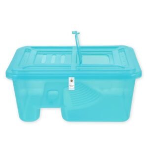 Turtle House Tank Aquarium (Medium 42×30×16 cm) with Cover – Turquoise | Safe Habitat for Turtles & Crayfish